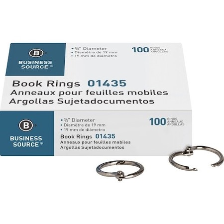 Business Source RING, BOOK, 3/4in, NICKEL, 100PC, 100PK BSN01435